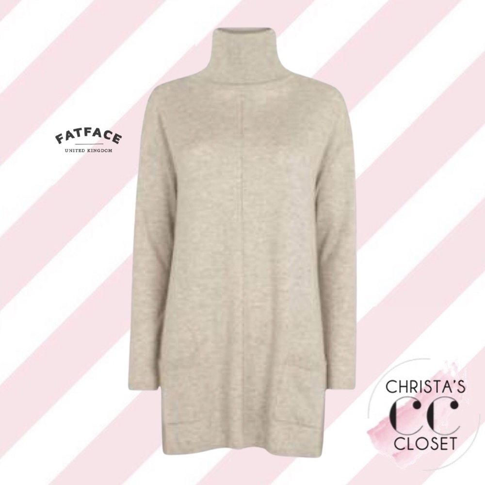 FatFace Flared Turtleneck Sweater with Pockets
